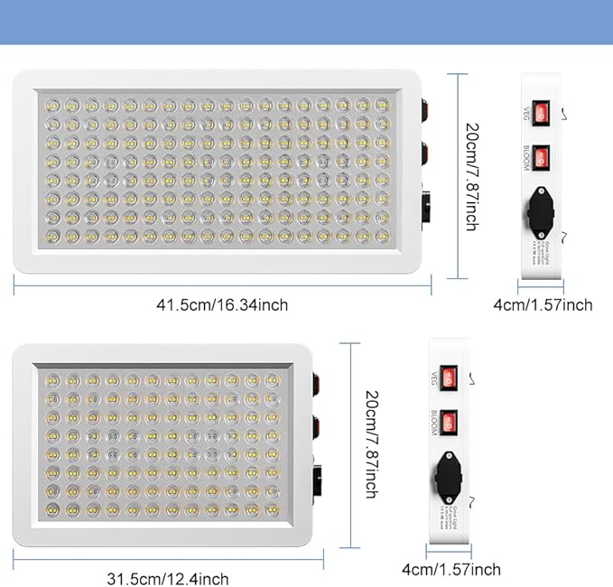 1000W Plant Lamps Sunlight-Simulated Full Spectrum Dimmable Grow Lights with High-Efficiency Diodes for Indoor Plants Germination Seedling/Fruiting Hydroponic Natural Light for Supplemental Lighting