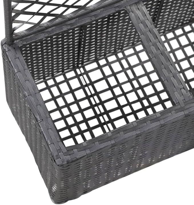 shubiao Trellis Raised Bed with 2 PotsRaised Garden Bed Garden Trellis Patio Planters Outdoor Screen Freestanding 22.8x11.8x42.1 Poly Rattan Black
