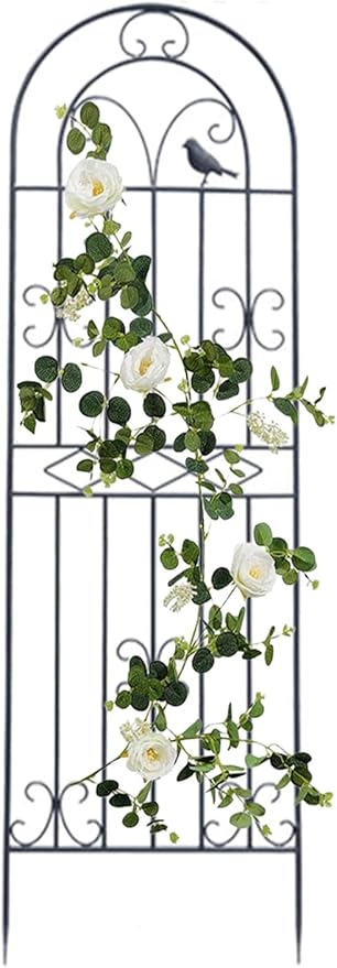 Garden Trellis 70.8/78.7/86.6 Inch High Decoration Arched Fence Trellis for Climbing Plants for Patio Lawn Yard Backyard Wall Brackets(Color:BlackSize:180cm/70.8in)