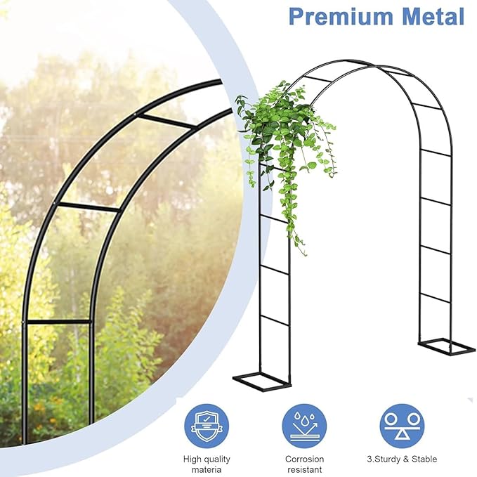 Garden Arch TrellisGarden ArborMetal Garden Arch Arbour ArchwayBridal Party Decorationfor Climbing VineAssemble Freely4.6 Feet Wide x7.5 Feet High