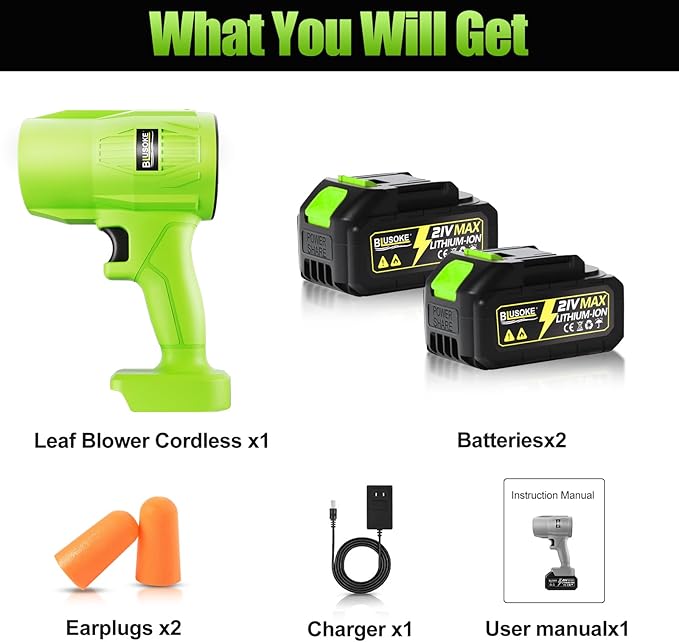 Cordless Snow Blower Electric Cordless Leaf Blower with 2x4.0Ah Batteries and ChargerLightweight Handheld Snow Blower Small Leaf Blowers for Car Dryer Snow Lawn Patio Garden Dust Cleaner
