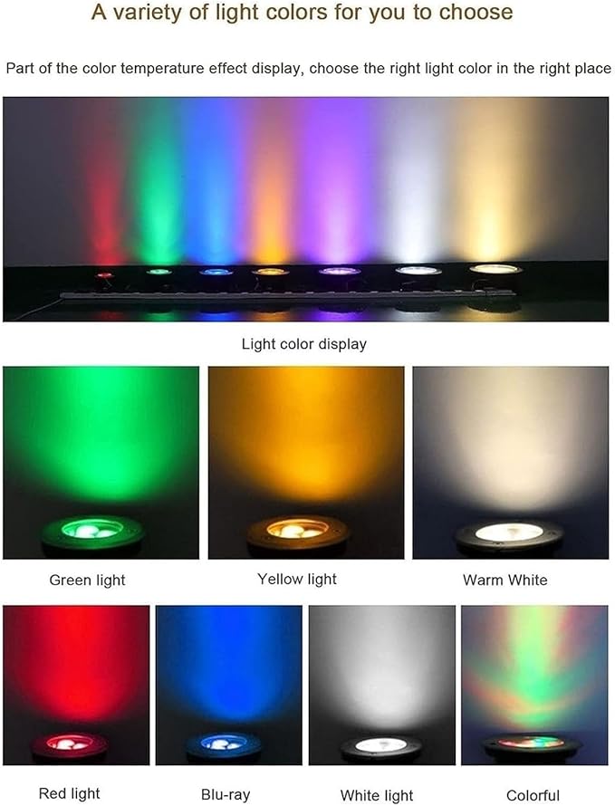 Submersible LED Fountain Light - IP68 Waterproof Underwater Pond Spotlight 12V AC Recessed Landscape Lighting for Garden Patio and Pathway