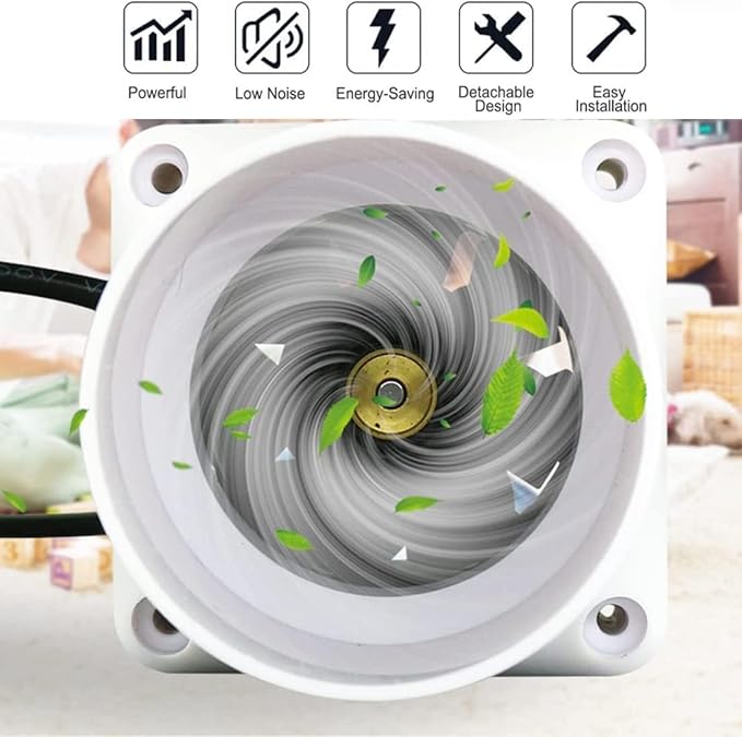 2 Inch Inline Duct Fan with Adjustable Speed 50mm 6W Air Vent Fan Booster36 m³/h Mini Blower for Pet HouseExhaust Air Fan for Greenhouse Bathroom Tent Kitchen Pet Adjustable Speed