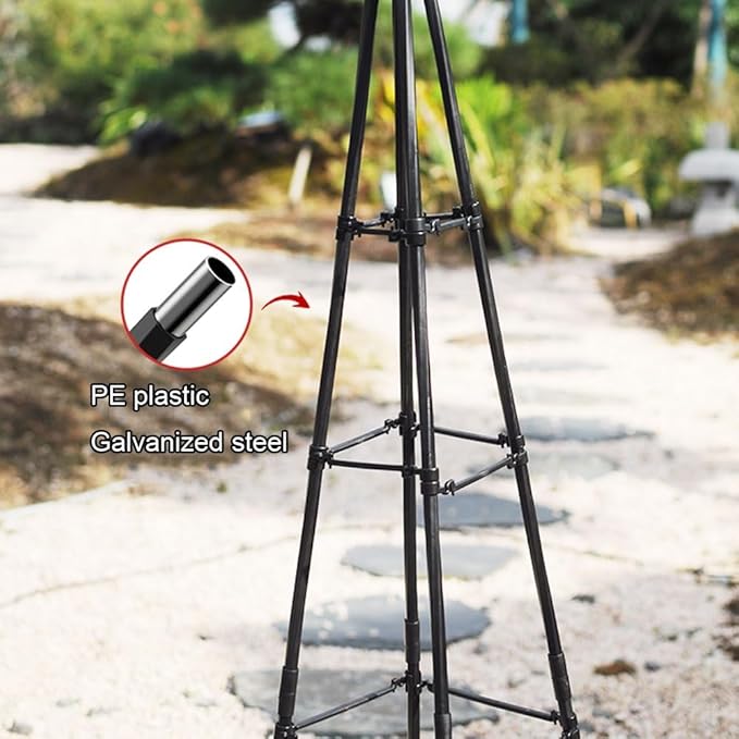 Garden Obelisk Trellis For Potted Plants 4.9ft Or 5.9ftGarden Trellis For Potted Plants Indoor Plant Support For Vines &amp Flowers Rustproof Coated Tomato Cage Tower (1 Pack)(Size:1.5m(59inches))