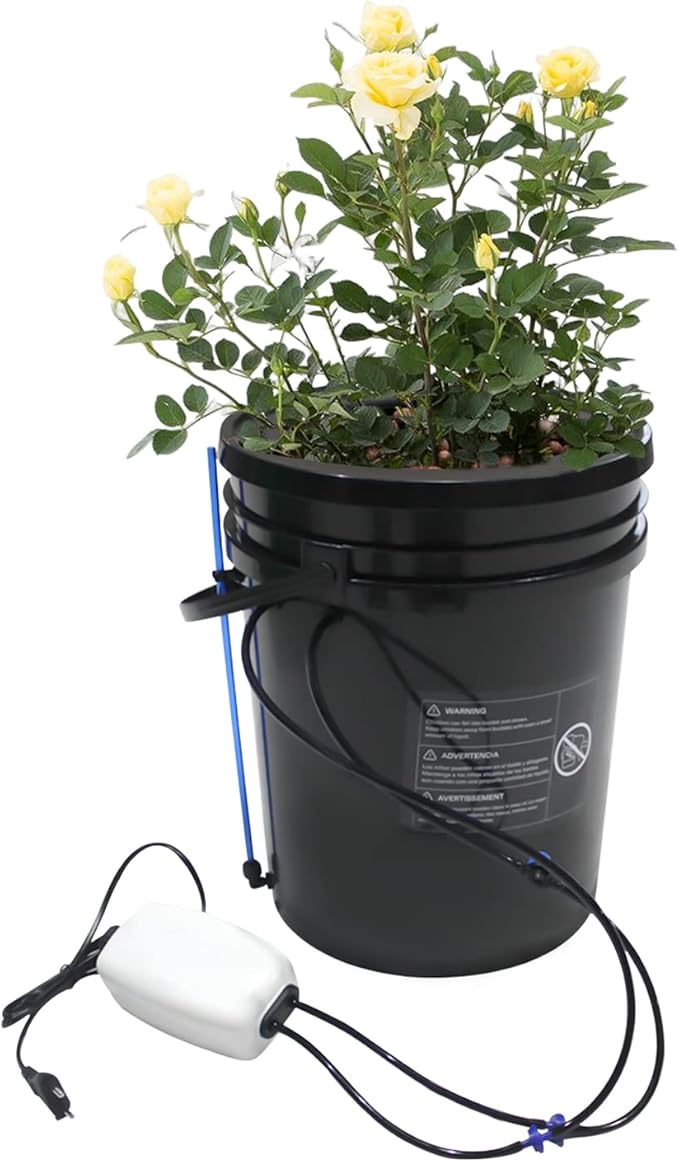 RDWC Hydroponics System Kit 5 Gallon Deep Water Culture (DWC) Bucket Kit Recirculating with Air Pump Air Stone for Indoor Growing Complete 1 Bucket + Reservoir