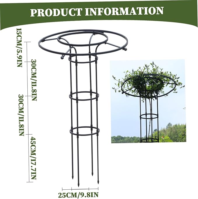 Garden Obelisk 47 Inch Stackable Plant Trellis with Umbrella Design Metal Flower Trellis Plant Support for Outdoor Potted Vines Roses and Vegetables