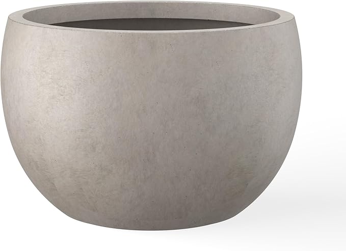 Kante 15.7 Dia Round Concrete Planter Outdoor/Indoor Large Bowl Plant Pots with Drainage Hole and Rubber Plug for Garden Patio Balcony Home Weathered Concrete