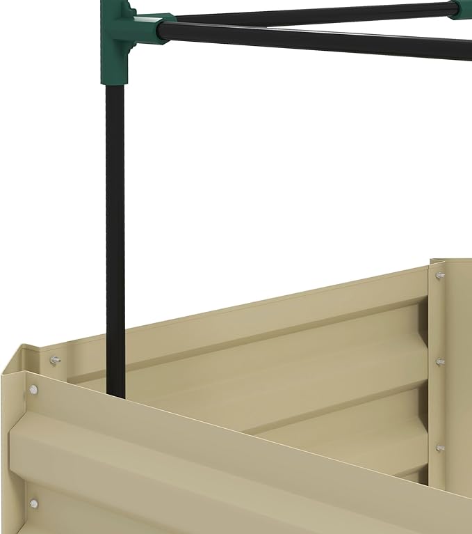 Galvanized Steel Raised Garden Bed 24x24x11.75 - Trellis Tomato Cage Draining Bottomed Planter for Vegetables Flowers | Outdoor Patio Garden