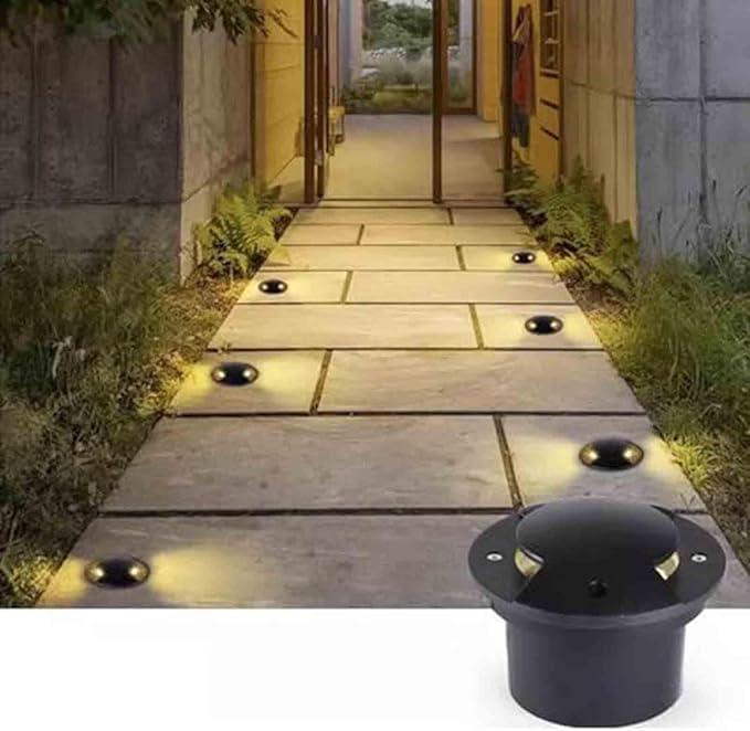 Underground Light LED Beam Spotlight In Ground Lights Sides Illuminated Outdoor Underground Light IP65 Waterproof Buried Lights for Trees Walkway Landscape Lighting(Yellow6W-24V)