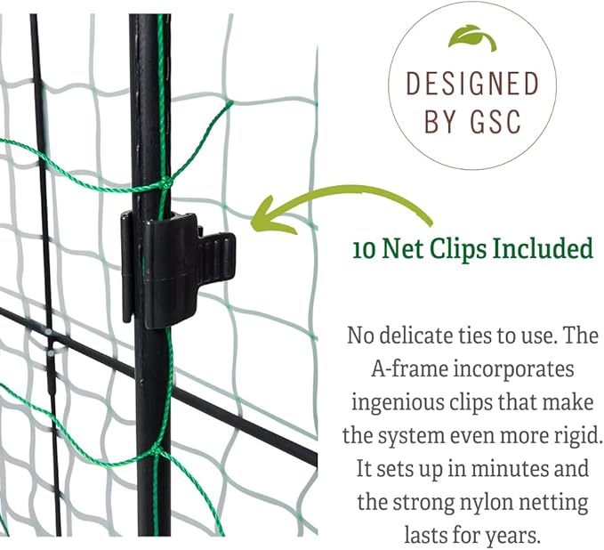 Gardener's Supply Company Titan A-Frame Trellis | Strong and Sturdy Outdoor Garden Trellis Plant Support for Cucumbers Beans Vine Herbs &amp Other Climbing Plants w/Easy to Install Tough Nylon Nett