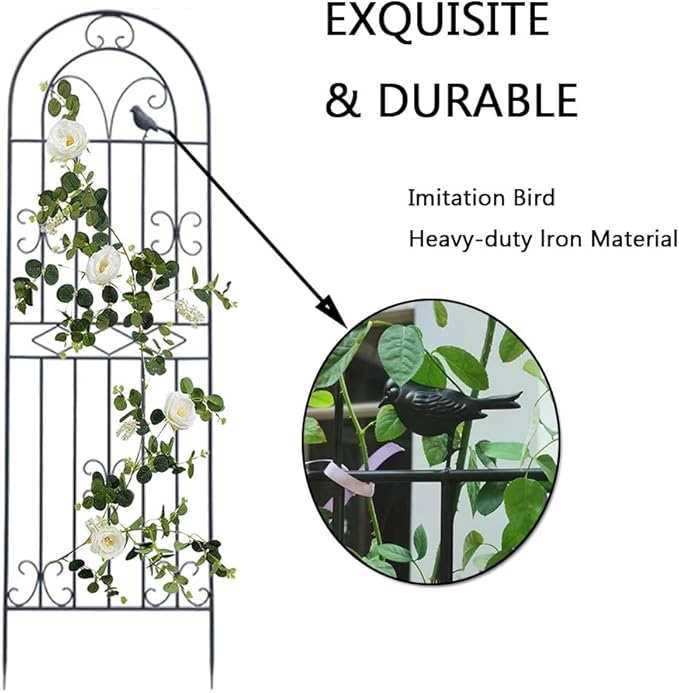Garden Trellis 70.8/78.7/86.6 Inch High Decoration Arched Fence Trellis for Climbing Plants for Patio Lawn Yard Backyard Wall Brackets(Color:GreenSize:200cm/78.4inch)