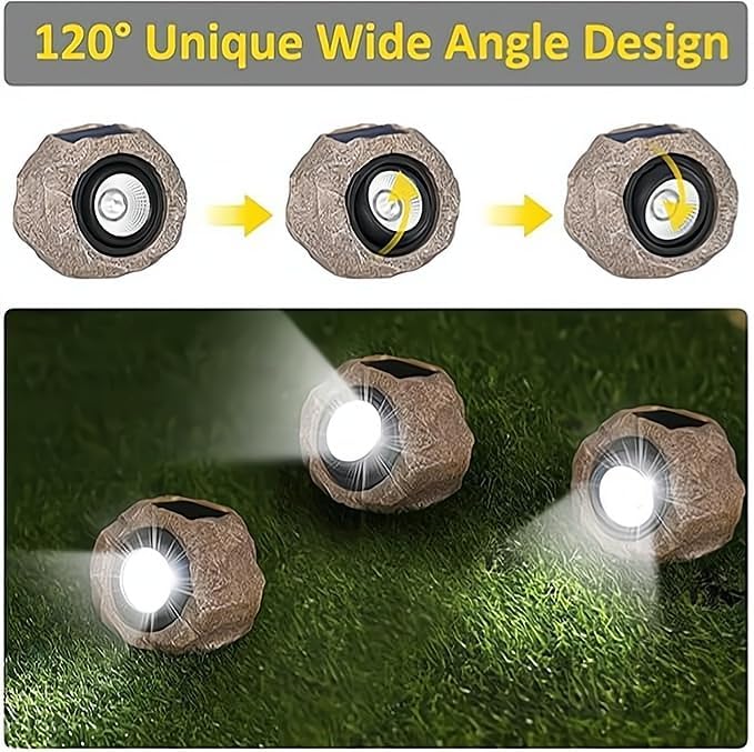 Solar Rock Lights Outdoor Waterproof – 2 Pack LED Landscape Spotlights with Auto On/Off Sensor Decorative Solar Lights for Garden Pathway Driveway Yard Patio Walkway Sidewalk
