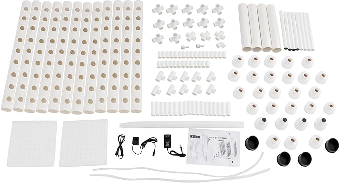 Hydroculture System 108 Planting Places 3 Floors Vertical Hydroponics Growing System Indoor Hydroponics Plant for Herbs Salad Vegetables with Timer &amp Pump White