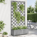 Wood Planter with Trellis Outdoor Raised Garden Bed with Trellis Wooden Planter Box for Climbing Plants 35.4x13.8x70.9 Gray Solid Wood Fir