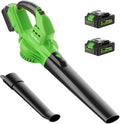 20V Leaf Blower Cordless with 2 Battery and Charger 135MPH 175CFM High Speed Blower with 2 Tubes Electric Leaf Cleaner Lightweight Handheld Small Blower for Patio Garden House Depot Green