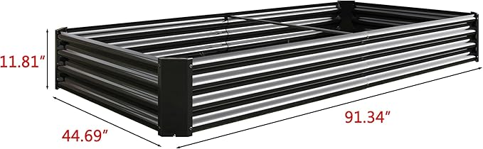 Galvanized Raised Garden Bed for VegetablesPlanter Raised Garden Boxes OutdoorMetal Raised Garden Beds Steel Kit for Vegetables Flower Herb Patio Black Rectangle
