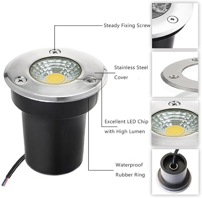 6PCS Underground Light LED - LED Beam Spotlight AC85-265V COB Garden Landscape Lights IP66 Waterproof Recessed Buried Lights for Outdoor Park Driveway Underground Lighting(White15W)