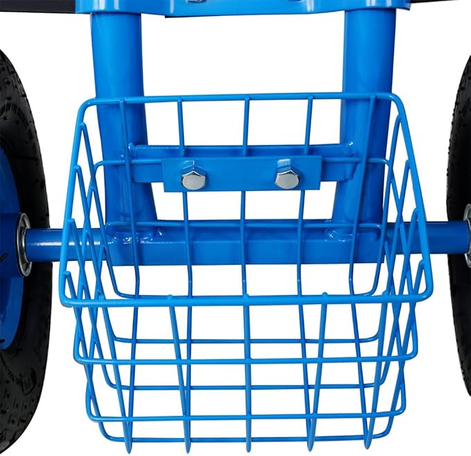 Garden Seat with Wheels Outdoor Garden Stool with Adjustable 360° Swivel Seat and Tool Tray Heavy Duty Rolling Garden Cart for Planting Gardening Scooter for Lawn Yard PatioBlue