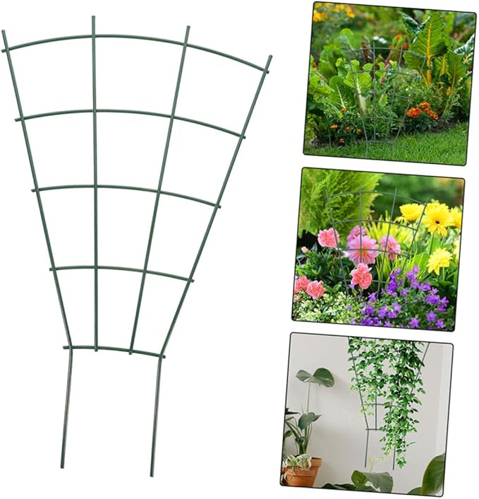 Toyvian 3pcs Small Metal Trellis for Indoor Climbing Plants Plant Support Easy to Install Elegant Design for Home and Garden Use Green