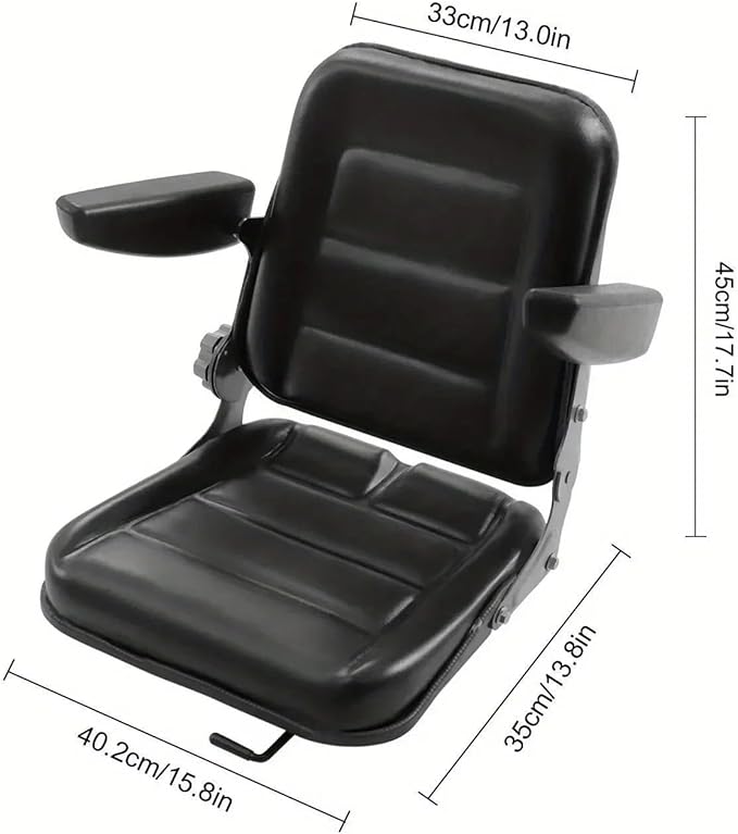 Tractor Seat Universal Seat Fit Garden Tractor Lawn Mower Adjustable Backrest Black