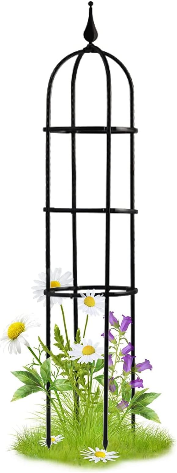 Garden Trellis for Climbing Plants Garden Tower Obelisk Trellises Rustproof Metal Potted Plant Climbing Support Large Garden Trellis Plant Supports for Climbing PlantsBlack20 * 90 cm