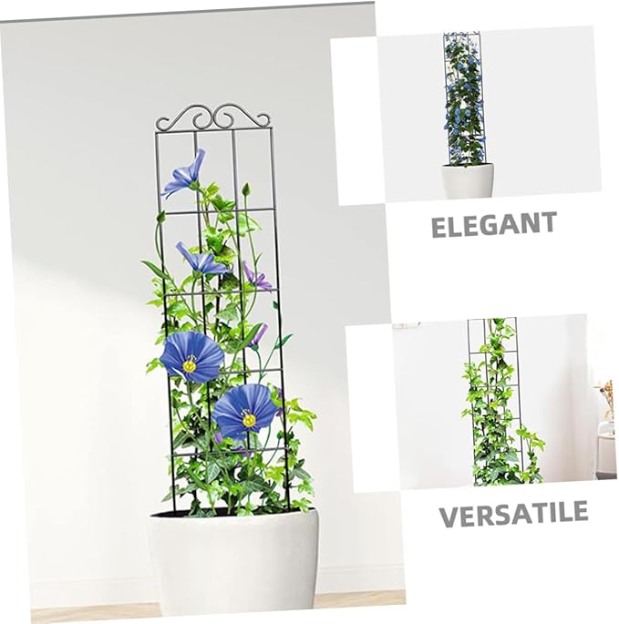 4pcs Metal Climbing Plant Bracket and Garden Trellis for Flower Pot 50x15cm Black Plant Support Frame for Indoor and Outdoor Vines and Flowers