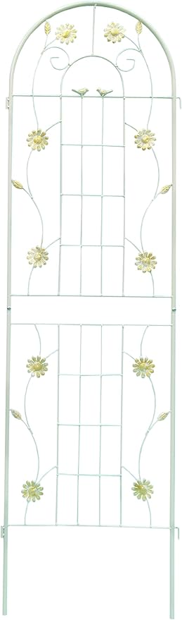 2 Pack Rustproof Metal Trellis for Climbing Plants 71x19.7 Outdoor Garden Support for Vines/Roses/Vegetables French Country Iron Plant Stand for Patio/Wedding Decor (White)