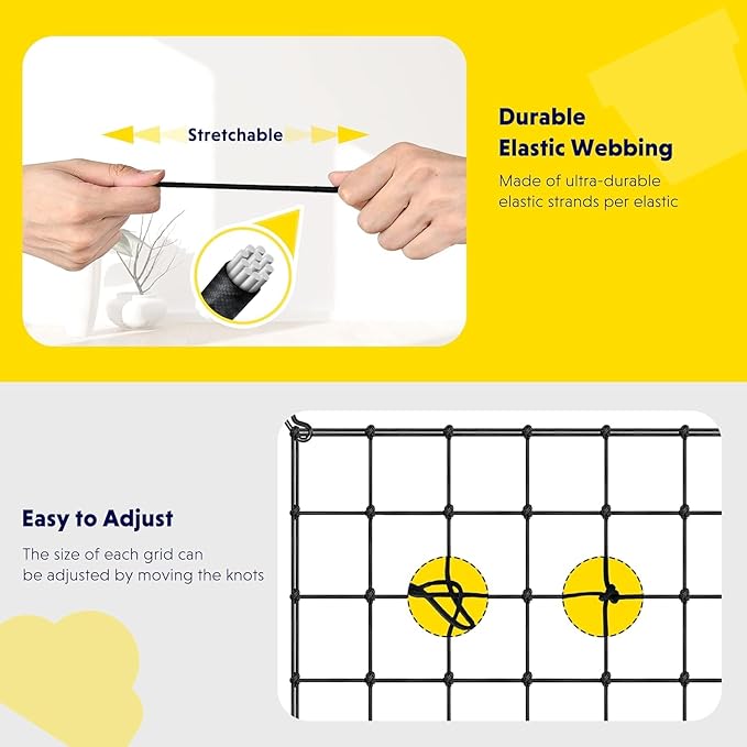 Simple Deluxe Elastic Trellis Netting for 5x5' Heavy Duty Elastic Plant with Hooks Flexible Hydroponics Support for Grow Tent Gardening Climbing Plants 2 Pack Black