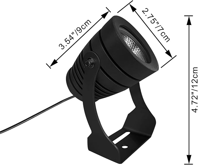Kiven Plug in LED Indoor/Outdoor Waterproof Spotlight Porch Light with 9.84 FT Plug-in Cord 8 Watts Black Plug in Accent Light with Vinly Siding Hooks for Plants Porch Garden(Cool White)