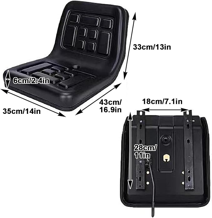 Universal Tractor Seat Adjustable Forklift Seat 220lbs Capacity Waterproof and Heat-Resistant for Skid LoaderTelehandler Bulldozers Lawnmowers(Small)