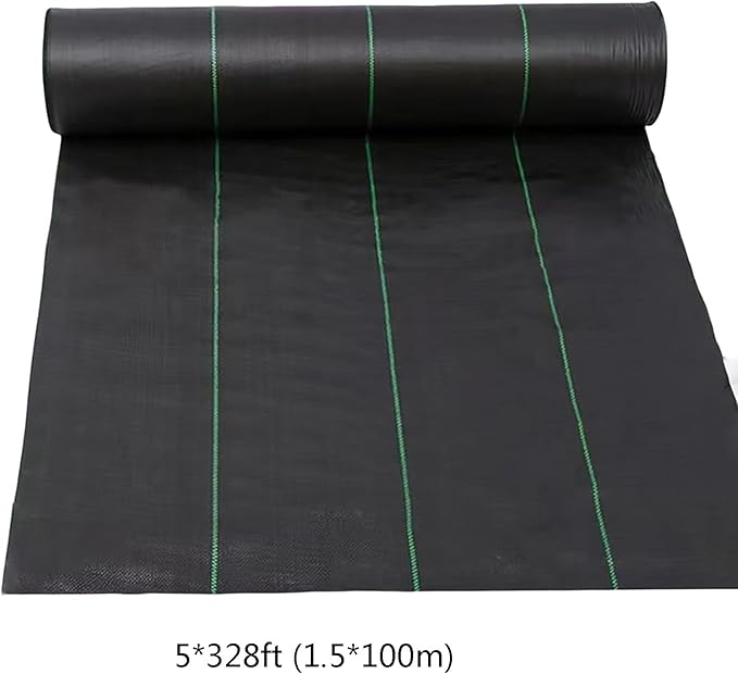 Weed Control Membrane UV Stabilised Weed Control Fabric Trimmable Black Weed Barrier Ground Sheet Cover Perfect for Gardens Patios Flower Beds Landscaping(1.5 * 100m)