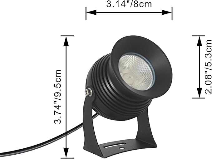 Kiven Remote Control Spotlight Color Changing &amp Stepless Dimming Light IP65 Waterproof 7W LED Landscape Light Black Decorative Spotlight Lamp with Plug-in Cord for Indoor Outdoor Mini LED Lawn Lig