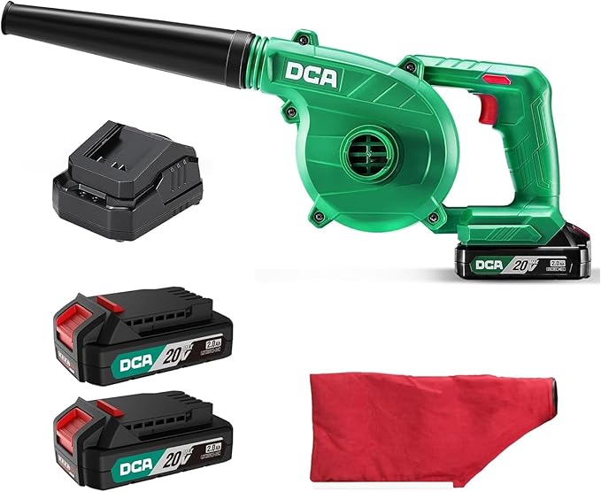 DCA 20V Brushless Blower Cordless Mini Hand Electric VacuumLightweight Sweeper Vacuum with 2 BatteryPortable for Lawn Care/Dust/Pet Hair/Dust/Small Trash