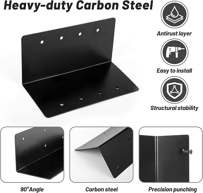 U0U 4 Pcak Raised Garden Bed Corner Brackets6 x 3 x 3 Metal Corner Brackets for WoodBlack Raised Bed Corners with Screws for Vegetable Flower Planter Garden (6 x 3 x 3)