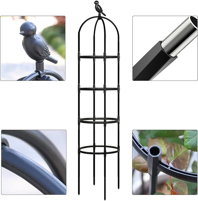 Garden Obelisk Trellis Metal Plant Tower Obelisk 5.9 Feet Tall Garden Trellis for Climbing Plants
