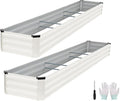 Galvanized Raised Garden Bed Outdoor | Metal Raised Garden Bed for Gardening 2Pack | Large Planter Box for Vegetables Flowers Fruits | Easy Assembly &amp Safety Design Flower Beds 12x2x1ft White