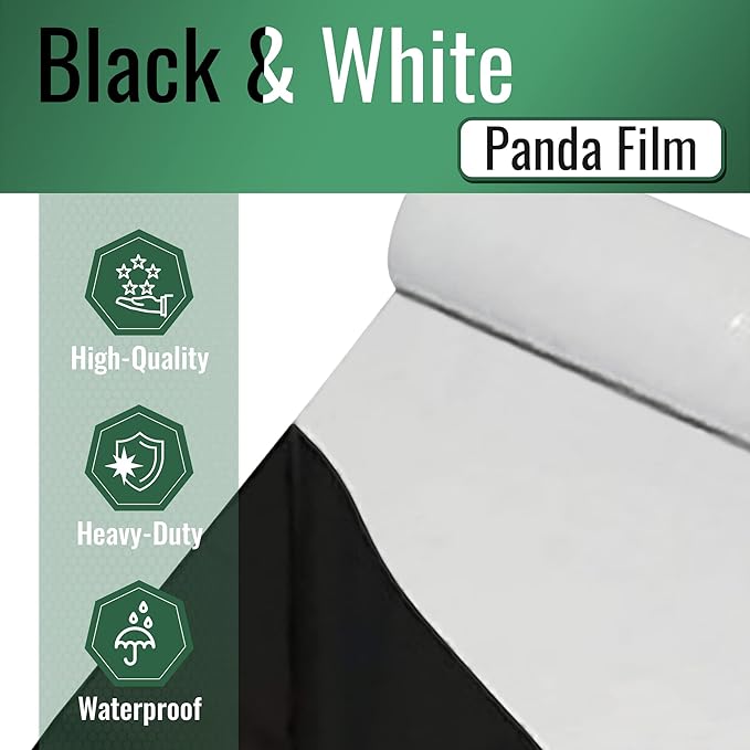 DL Wholesale Black and White Panda Film Plastic Sheeting Heavy-Duty for Light Reflection Greenhouse Poly Film 50' x 100' 7 Mil Thick 3 Year
