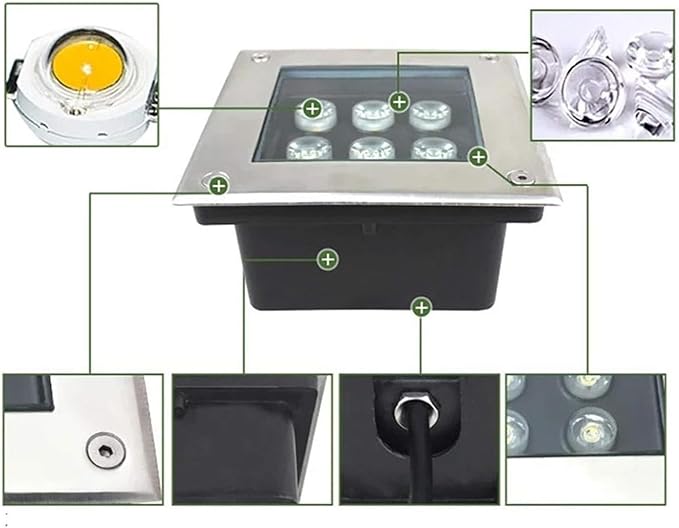 Outdoor Buried Lights - Ground LED Landscape Lamp Square Embedded LED Spotlight IP67 Waterproof Ground Lights for Terrace Courtyard Paths Sidewalks IlluminaGreen-36w