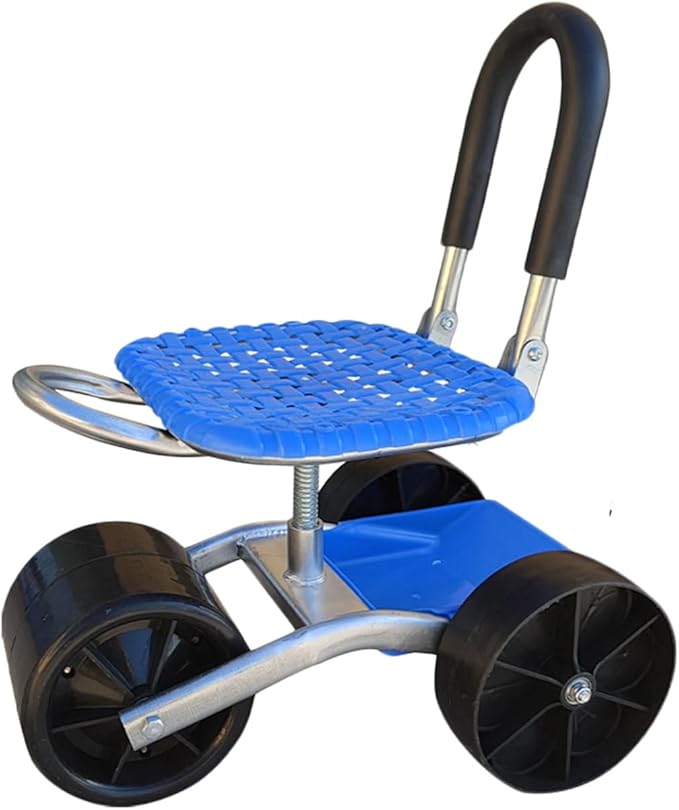 Garden Stool with Wheels Rolling Gardening Helper with Storage BasketAdjustable Height 23-35cmfor Farms Home(3 Wheels)