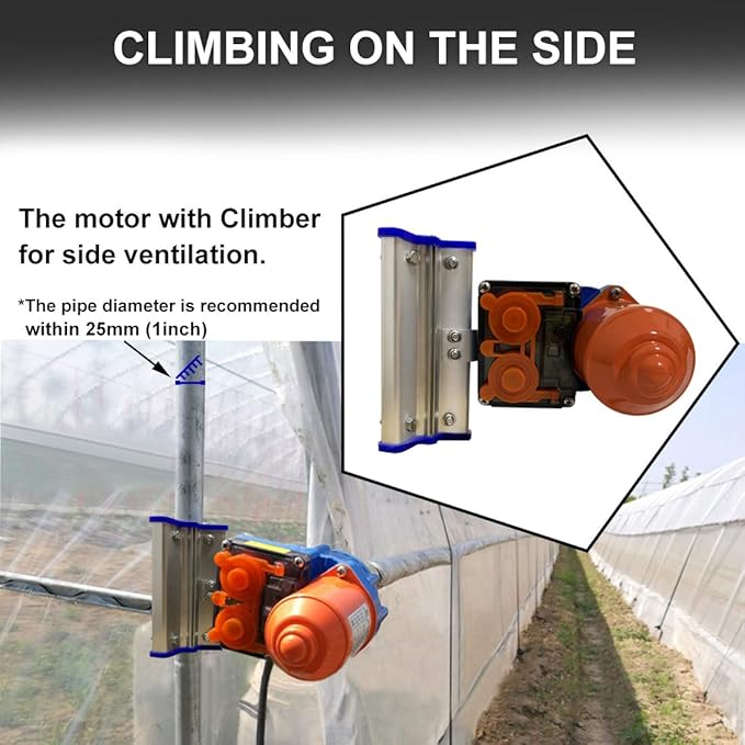 UYGALAXY 100W Greenhouse Film Roll Up Side Motor + Precise Bearing Climber for Greenhouse Ventilation 24V Automatic Venting