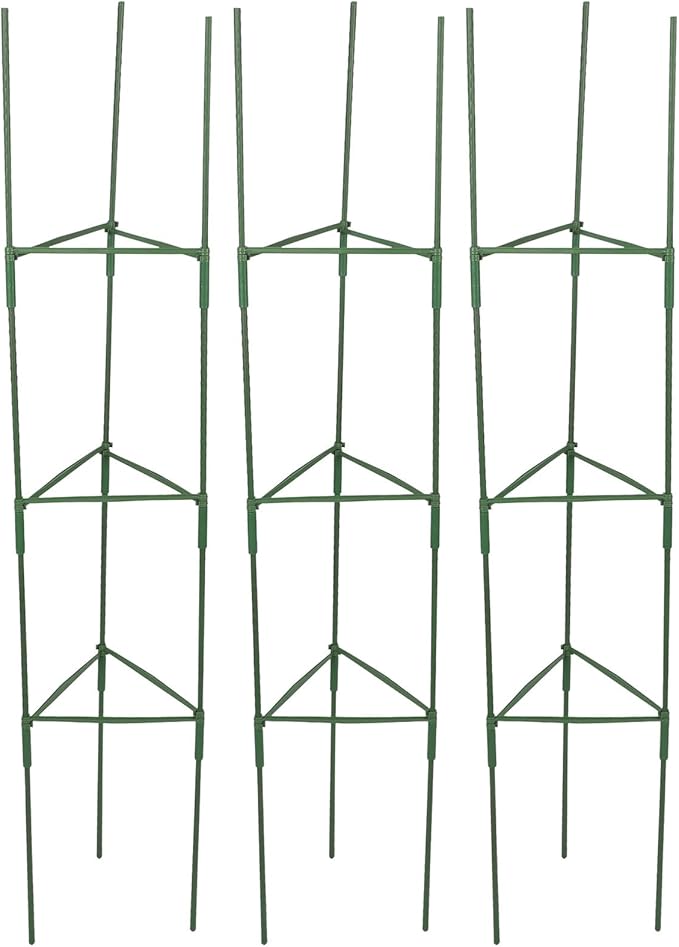 SUPVOX 3 Sets Metal Tomato Plant Trellis Garden Climbing Support Brackets for Outdoor and Indoor Potted Plants with 27 Stakes 27 Connecting Rods and 18 Connectors