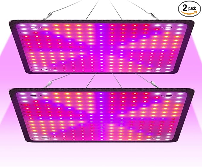 2Packs 250W LED Plant Lamp 100-277V Planting Greenhouse Hydroponics Red Blue Grow Lamps 110V Vegetable Bonsai Fruit Seeding Lights Potted Succulent Moss Cactus Cultivation Lighting with Hook US Plug