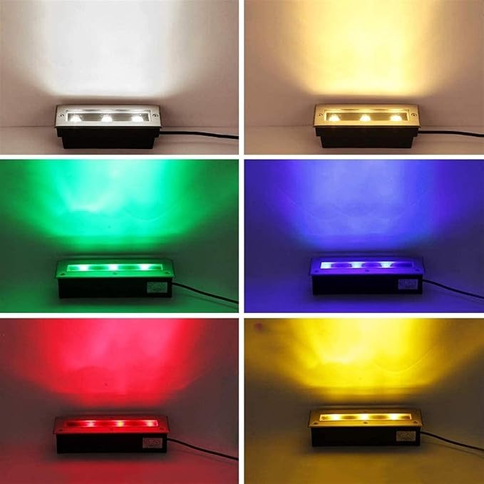 3W Ground Recessed Spotlight 12V/24V Outdoor Rectangle Garden Lighting IP67 Waterproof Ground Spotlight(Red Light24V)