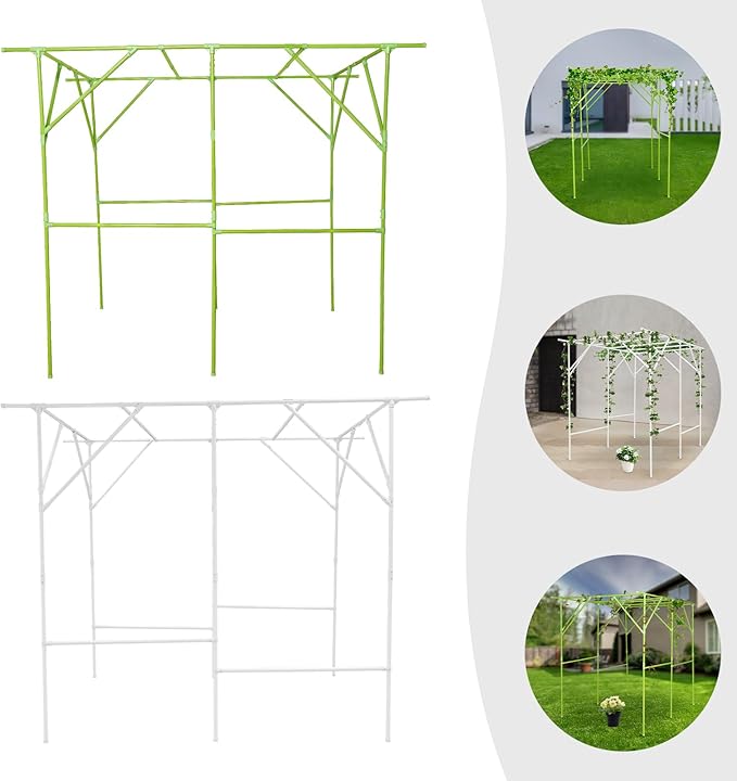 Grape Vine Trellis 6.56x4.92x6.56ft Heavy Duty Garden Trellis for Climbing Plants Large Steel Plant Support with ABS Base for Tomatoes Cucumbers Outdoor (Green+White)