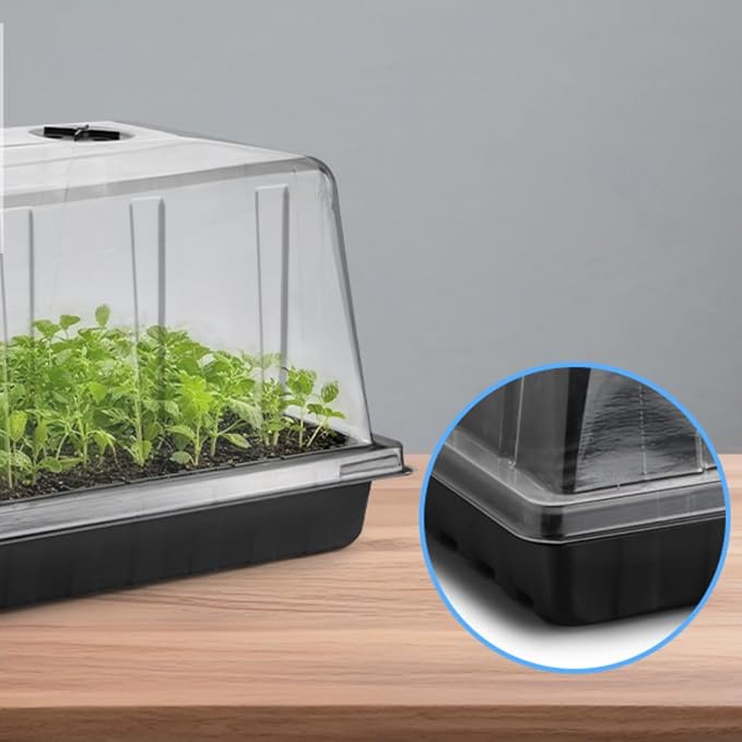 BTPLASTIK 10 Pack 7.3 High Humidity Domes for 1020 Seed Trays – Thicker Platic Clear Humidity Dome with Adjustable Vents BPA-Free Fits Standard 10x20 Trays for Germination Propagation Cloning