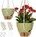 Self-Watering Hanging Planters for Indoor Plants Set 2-Piece Includes Plant Hanging Pot Drainage-Hole Hanging Pot and Hanging Basket Rack (10 Inches Green)