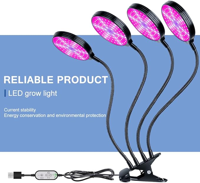 80W Full-Spectrum Planting Lamping 5-Level Brightness Adjustment Automatic on/Off Integrated Seed Cultivation Bulb 360° Flexible Angle Adjustment Hydroponic Green Plant Lighting UV/IR Greenhouse