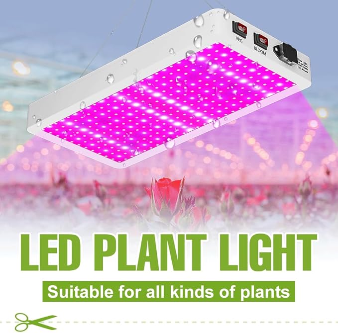 2Packs 500W High Efficiency Full-Spectrum Plant Panels Dimmable Veg/Bloom 2 Modes with UV/IR Enhancement US Plug &amp Detachable HooksGrows Lighting for Hydroponics Greenhouse Tents &amp Indoor