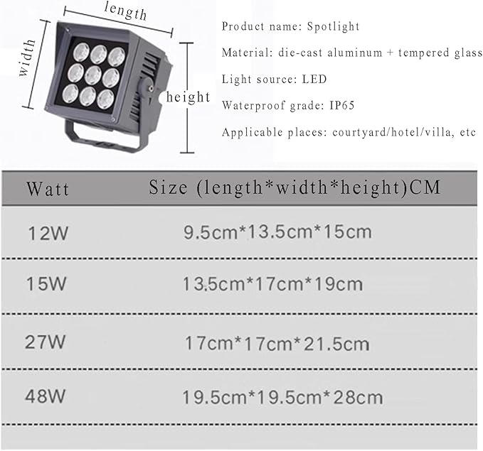 Led Flood Light Outdoor Spotlights Landscape Lamp IP65 Waterproof 180° Rotation LED Spot Light Low Voltage AC/DC24V for Garden Wall Advertising Signs Lawn Lights(Warm White48W-AC24V)