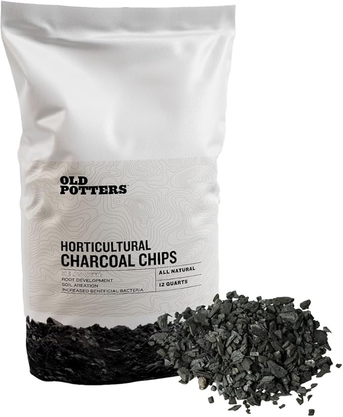 Old Potters Premium Horticultural Charcoal Chips Natural Soil Amendment for Areation and Healthy Microbe and Plant Growth. (12 Quarts)
